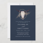 Invitation de mariage crâne de bœuf Boho Chic (Devant)