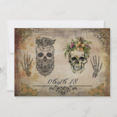 Invitation de mariage crâne gothique (Dos)