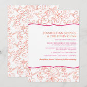Invitation de mariage Dalia (Orange & Fuschia) (Devant / Derrière)