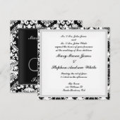 Invitation de mariage damas noir et blanc (Devant / Derrière)