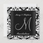 Invitation de mariage damas noir et blanc (Dos)