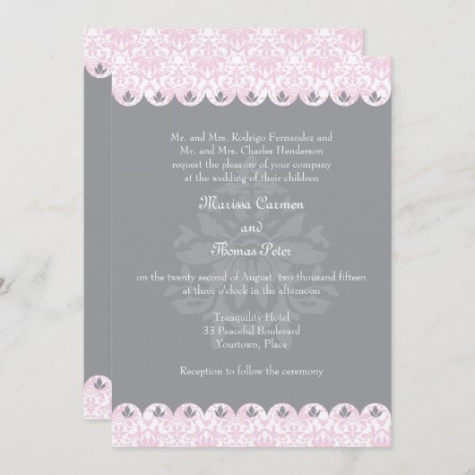 Invitation de Mariage damassé à bascule (Devant / Derrière)