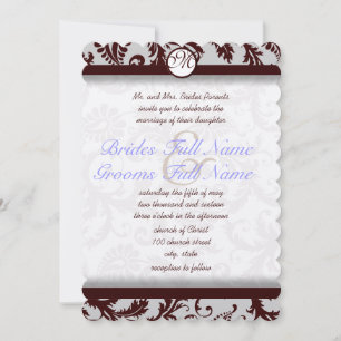 Invitation de Mariage damassé Brown au chocolat pr