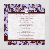 Invitation de Mariage damassé Brown au chocolat pr (Devant / Derrière)