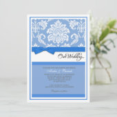 Invitation de mariage damassé dans le bleu (Debout devant)