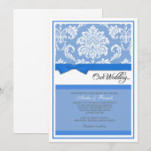 Invitation de mariage damassé dans le bleu (Devant / Derrière)