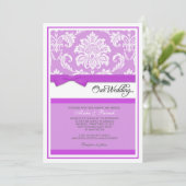 Invitation de mariage damassé dans le pourpre (Debout devant)