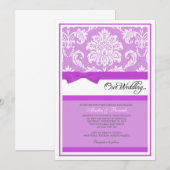 Invitation de mariage damassé dans le pourpre (Devant / Derrière)