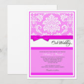 Invitation de mariage damassé dans le rose (Devant / Derrière)