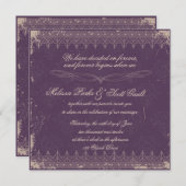 Invitation de mariage damassé d'aubergine de (Devant / Derrière)