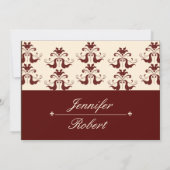 Invitation de mariage damassé de Bourgogne et de (Dos)
