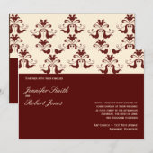 Invitation de mariage damassé de Bourgogne et de (Devant / Derrière)
