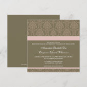 Invitation de mariage damassé de chocolat de roses (Devant / Derrière)