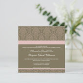 Invitation de mariage damassé de chocolat de roses (Debout devant)