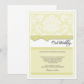 Invitation de mariage damassé en crème (Devant / Derrière)