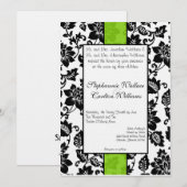 Invitation de Mariage damassé Floral Black/Lime Gr (Devant / Derrière)