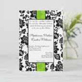 Invitation de Mariage damassé Floral Black/Lime Gr (Debout devant)