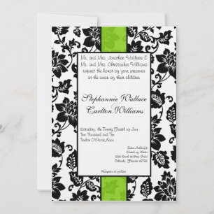 Invitation de Mariage damassé Floral Black/Lime Gr
