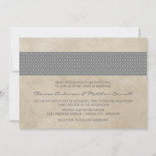 Invitation de Mariage damassé Gray Rustic