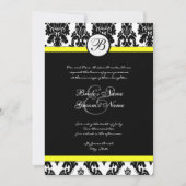 Invitation de Mariage damassé Jaune Noir Blanc (Devant)