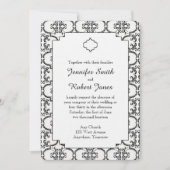Invitation de Mariage damassé noir et blanc (Devant)