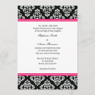 Invitation de Mariage damassé noir et blanc