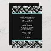 Invitation de Mariage damassé noir et blanc (Devant / Derrière)