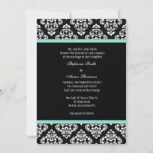 Invitation de Mariage damassé noir et blanc