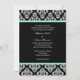 Invitation de Mariage damassé noir et blanc