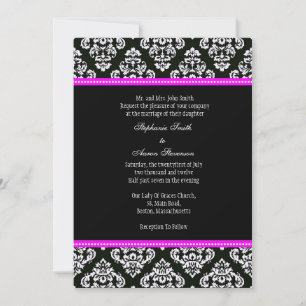 Invitation de Mariage damassé noir et blanc