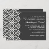 Invitation de Mariage damassé noir et blanc (Devant / Derrière)