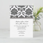 Invitation de Mariage damassé noir et blanc (Debout devant)