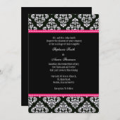 Invitation de Mariage damassé noir et blanc (Devant / Derrière)