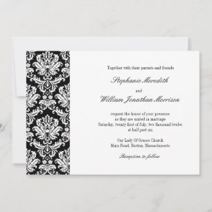 Invitation de Mariage damassé noir et blanc