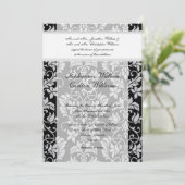 Invitation de Mariage damassé noir et gris (Debout devant)