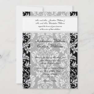 Invitation de Mariage damassé noir et gris