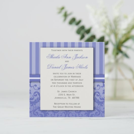 Invitation de Mariage damassé pourpre (Debout devant)