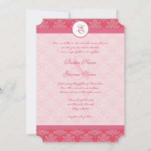 Invitation de Mariage damassé rose