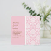 Invitation de Mariage damassé rose (Debout devant)