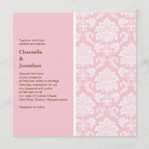 Invitation de Mariage damassé rose