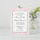 Invitation de Mariage damassé rose (Debout devant)