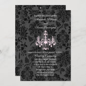 Invitation de Mariage damassé (rose) (Devant / Derrière)