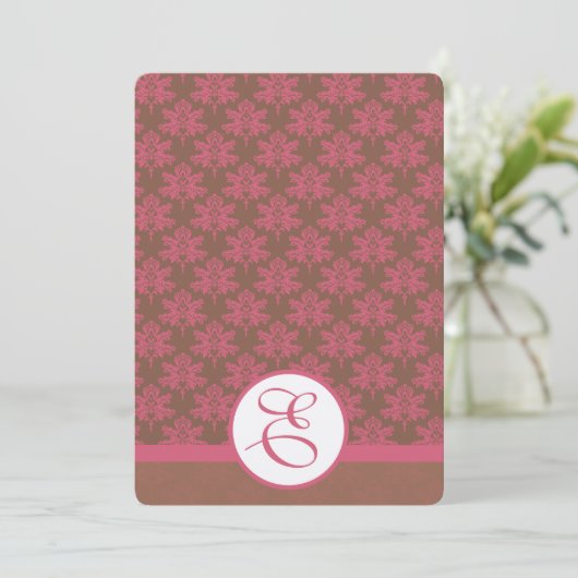 Invitation de Mariage damassé rose (Debout devant)