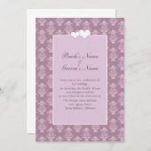 Invitation de Mariage damassé rose (Devant / Derrière)