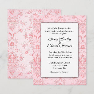 Invitation de Mariage damassé rose