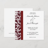 invitation de mariage damassé rouge foncé (Devant / Derrière)