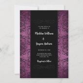 Invitation de Mariage damassé violet et noire (Devant)