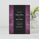 Invitation de Mariage damassé violet et noire (Debout devant)