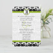 Invitation de mariage damassée Apple Green Black L (Debout devant)