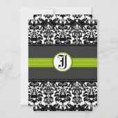 Invitation de mariage damassée Apple Green Black L (Dos)
